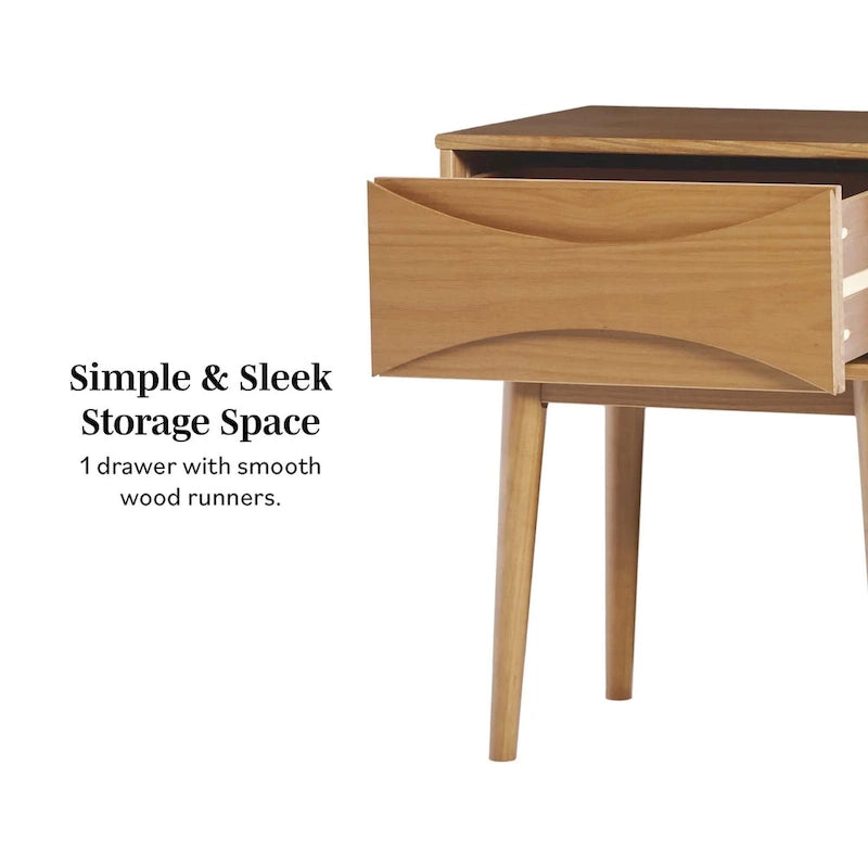 Mid-Century Curved-Drawer Nightstand