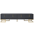 Black+Gold 70.8 TV Stand with Gold Handles & Cabinets for 80 TVs