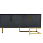 Black+Gold 70.8 TV Stand with Gold Handles & Cabinets for 80 TVs