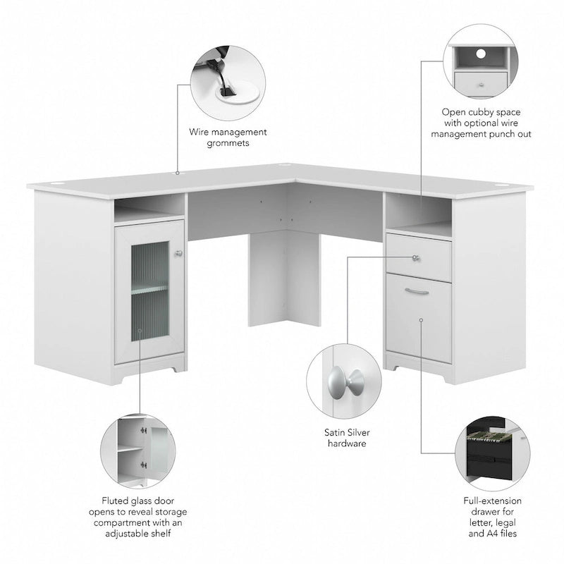 Cabot 60W L Shaped Computer Desk with Storage by