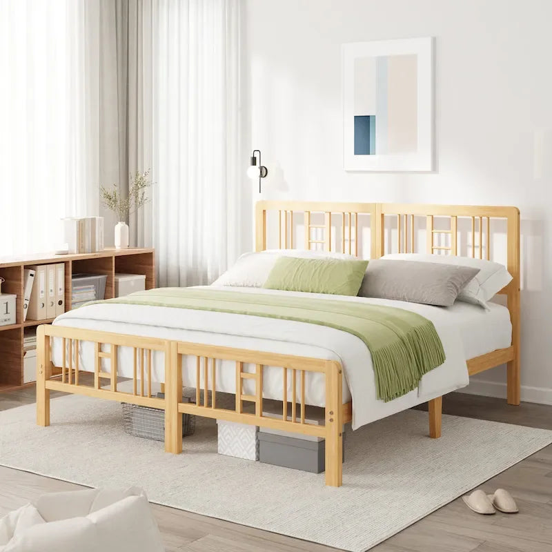 Wood Bed Frame with headboard and footboard