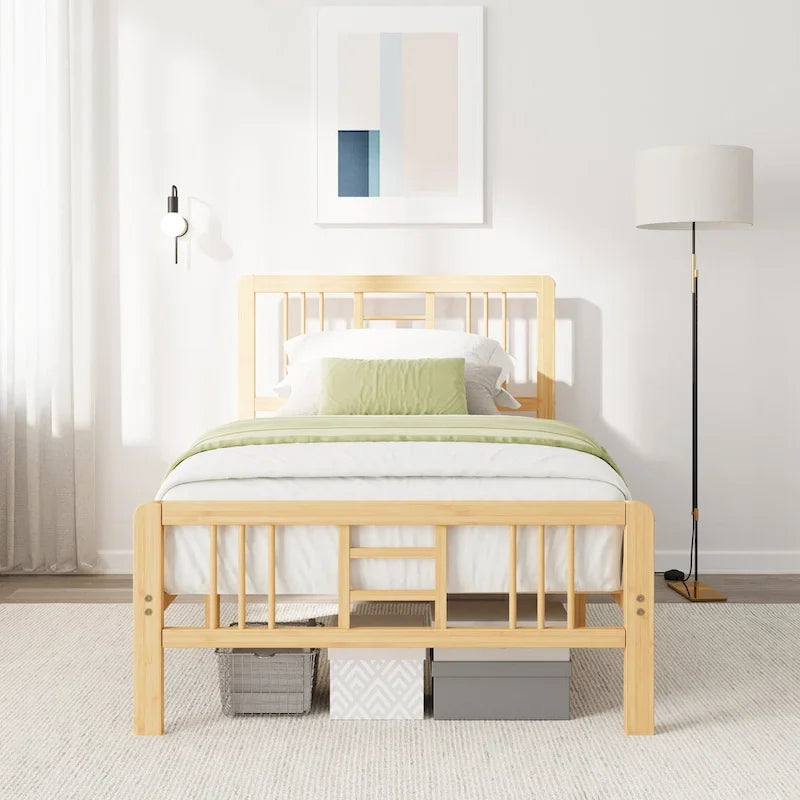 Wood Bed Frame with headboard and footboard