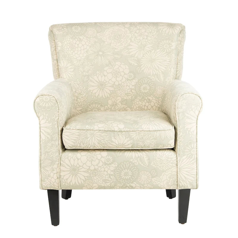 Gramercy Garden Motif Grey Club Chair - 30W x 33D x 32H