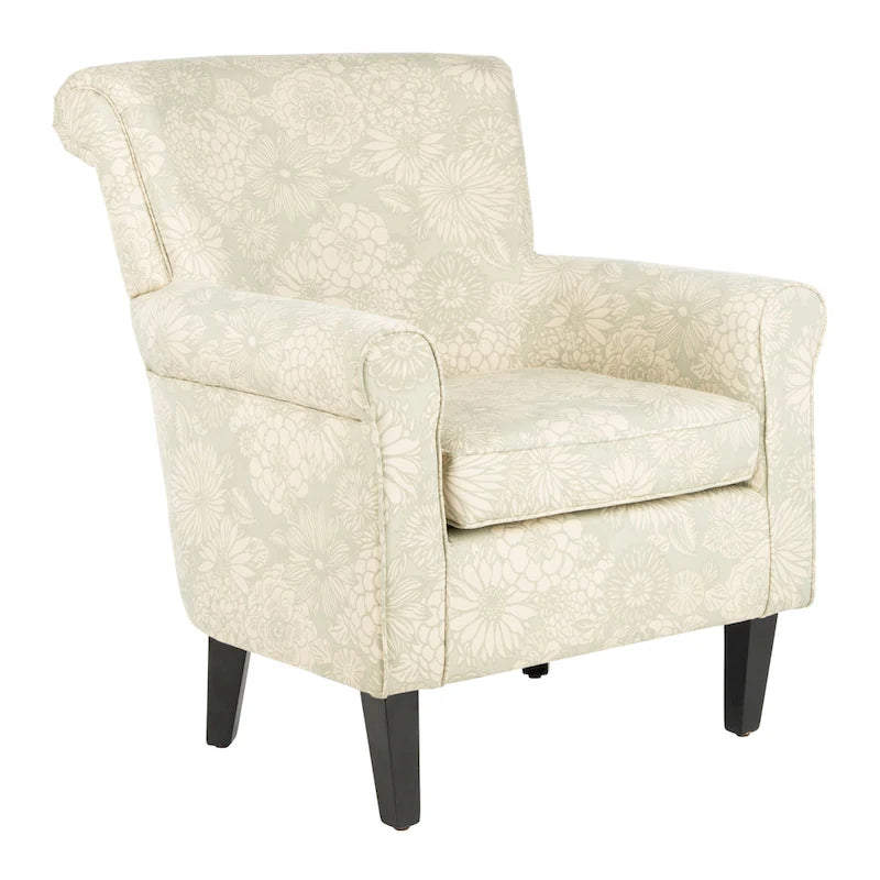 Gramercy Garden Motif Grey Club Chair - 30W x 33D x 32H