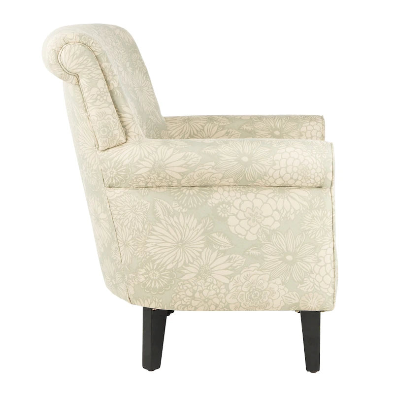 Gramercy Garden Motif Grey Club Chair - 30W x 33D x 32H