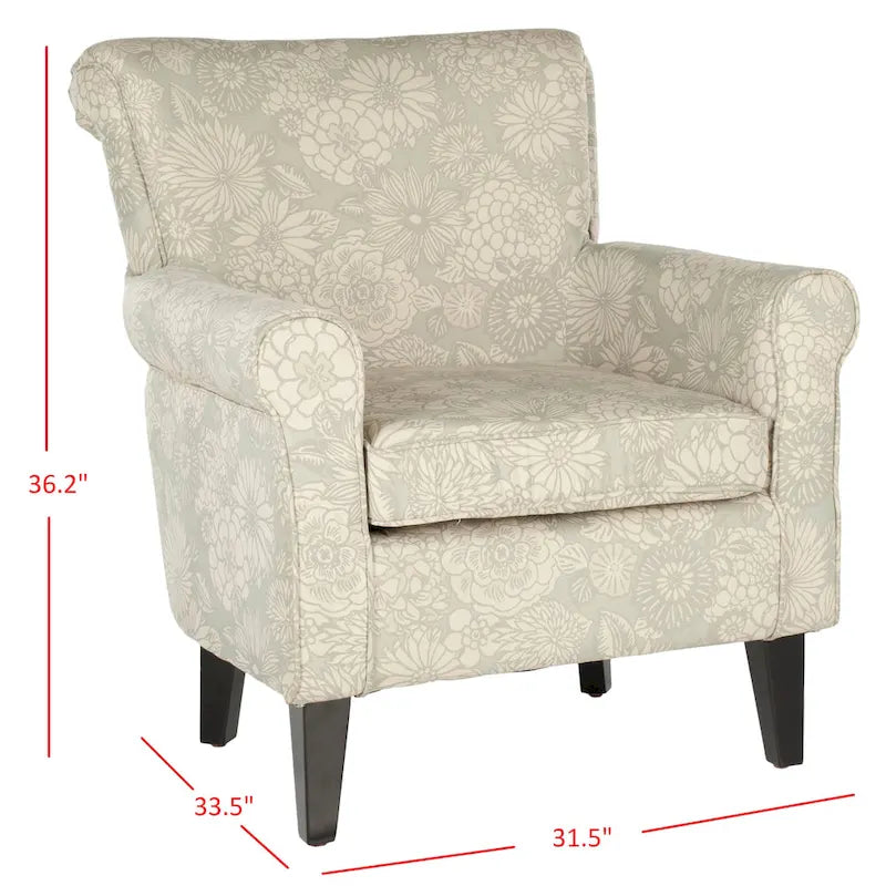 Gramercy Garden Motif Grey Club Chair - 30W x 33D x 32H