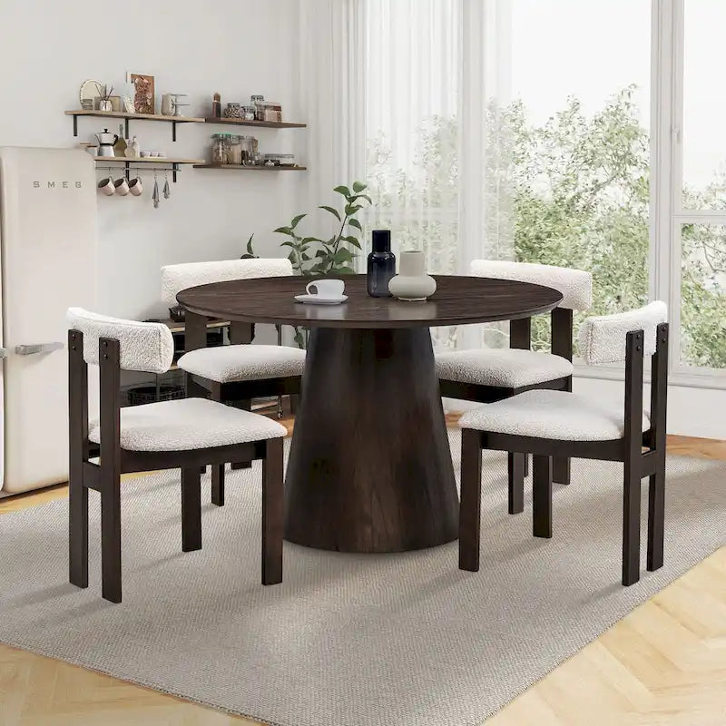 Modern Set of 2 Chairs with Wooden Legs, Soft Upholstered Seat and Cushion, Suitable for Dining Room and Living Room