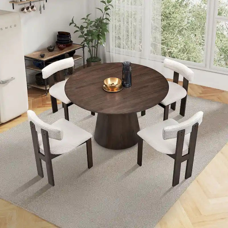 Modern Set of 2 Chairs with Wooden Legs, Soft Upholstered Seat and Cushion, Suitable for Dining Room and Living Room