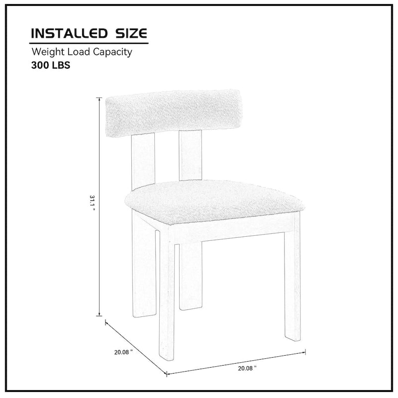 Modern Set of 2 Chairs with Wooden Legs, Soft Upholstered Seat and Cushion, Suitable for Dining Room and Living Room