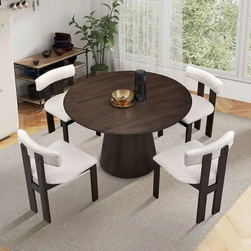Modern Set of 2 Chairs with Wooden Legs, Soft Upholstered Seat and Cushion, Suitable for Dining Room and Living Room