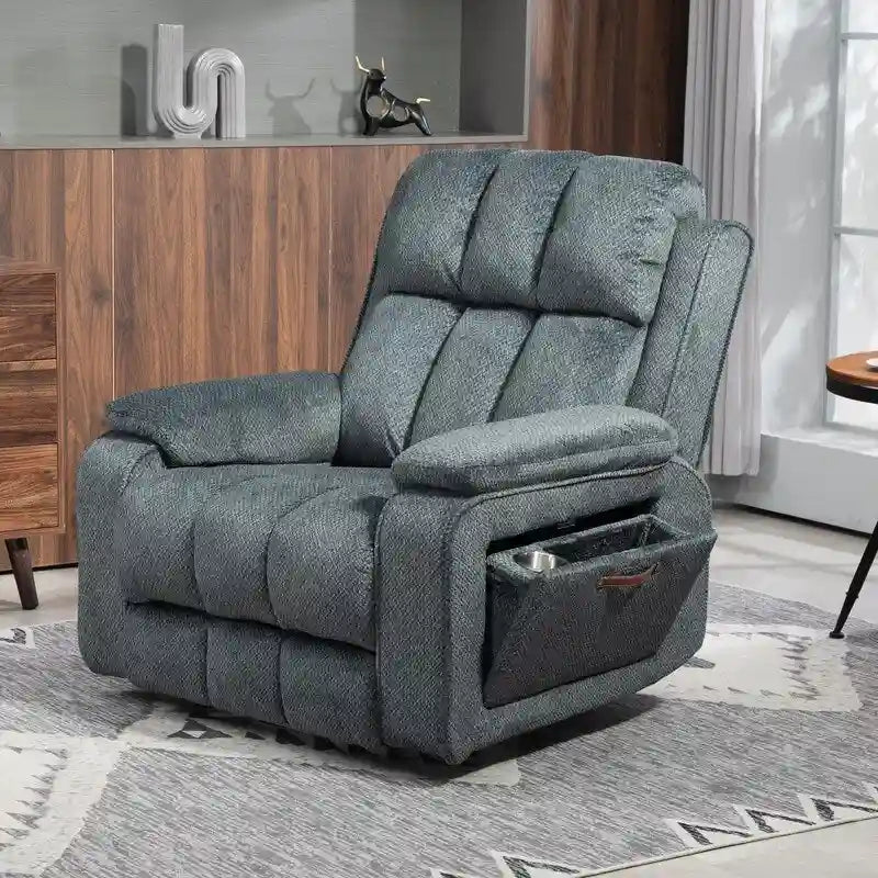 Power Lift Recliner with Extended Footrest,Overstuffed Chenille Dual Motor Recliners with Heat/Message,USB Type C Charging