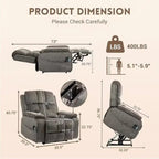 Power Lift Recliner Chair with Heat, Massage, and USB Charging