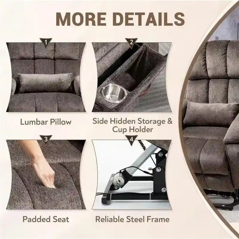 Power Lift Recliner Chair with Heat, Massage, and USB Charging