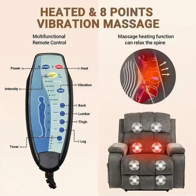 Power Lift Recliner Chair with Heat, Massage, and USB Charging