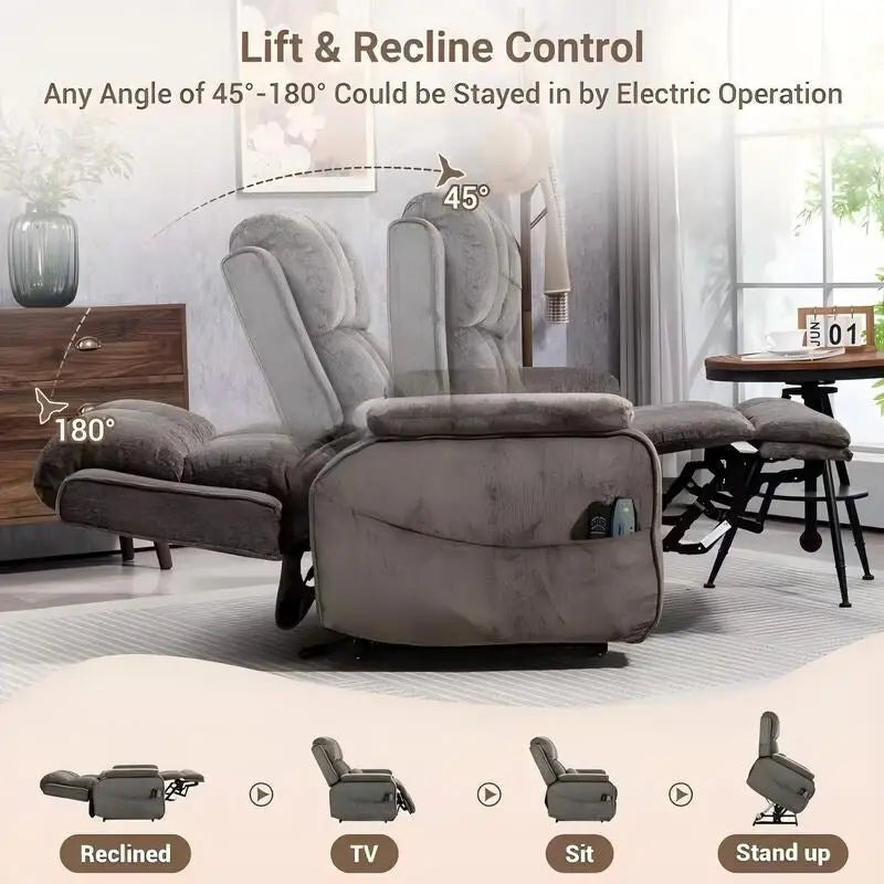 Power Lift Recliner Chair with Heat, Massage, and USB Charging