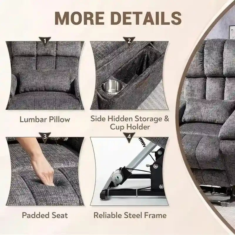 Power Lift Recliner Chair with Heat, Massage, and USB Charging