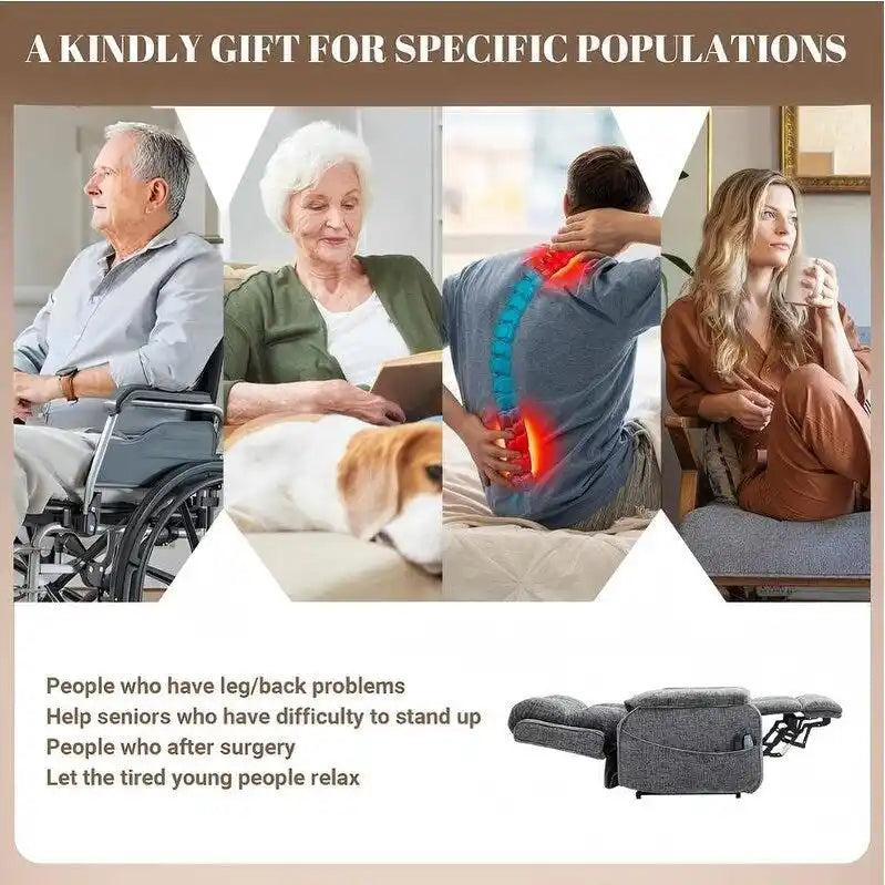 Power Lift Recliner Chair with Heat, Massage, and USB Charging