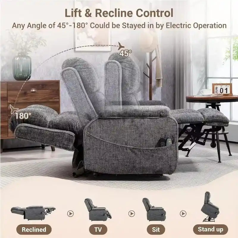 Power Lift Recliner Chair with Heat, Massage, and USB Charging