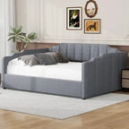 Upholstered Daybed with Underneath Storage,Full Size, Beige