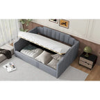 Upholstered Daybed with Underneath Storage,Full Size, Beige