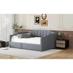 Upholstered Daybed with Underneath Storage,Full Size, Beige