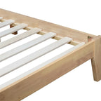 Queen Size Rubber Wooden,Solid Wooden Bed with Upholstered Headboard