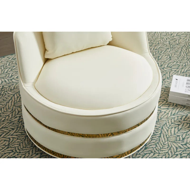 Swivel Chair, 360 Swivel Accent Chair, Faux Leather Barrel Chair Club Chair, Padded Single Chair