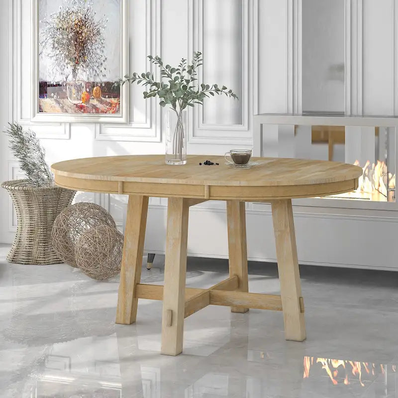 Round Extendable Dining Table With 16 Leaf Kitchen Table End Table Coffee Working Desk Solid Wood Dining Room Table