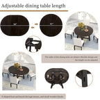 Round Extendable Dining Table With 16 Leaf Kitchen Table End Table Coffee Working Desk Solid Wood Dining Room Table