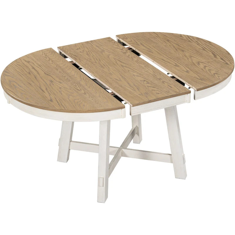 Round Extendable Dining Table With 16 Leaf Kitchen Table End Table Coffee Working Desk Solid Wood Dining Room Table