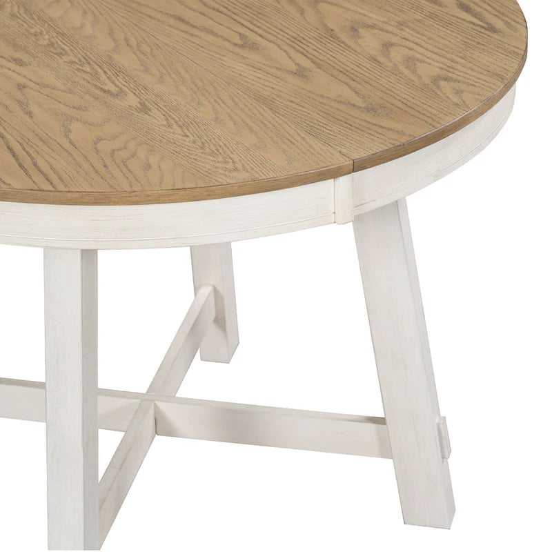 Round Extendable Dining Table With 16 Leaf Kitchen Table End Table Coffee Working Desk Solid Wood Dining Room Table