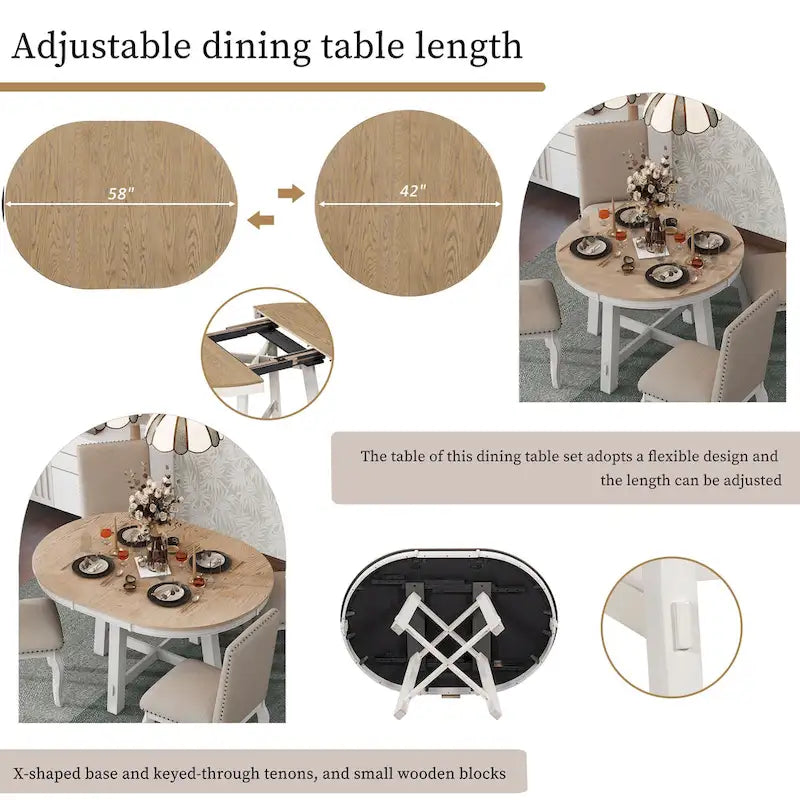 Round Extendable Dining Table With 16 Leaf Kitchen Table End Table Coffee Working Desk Solid Wood Dining Room Table