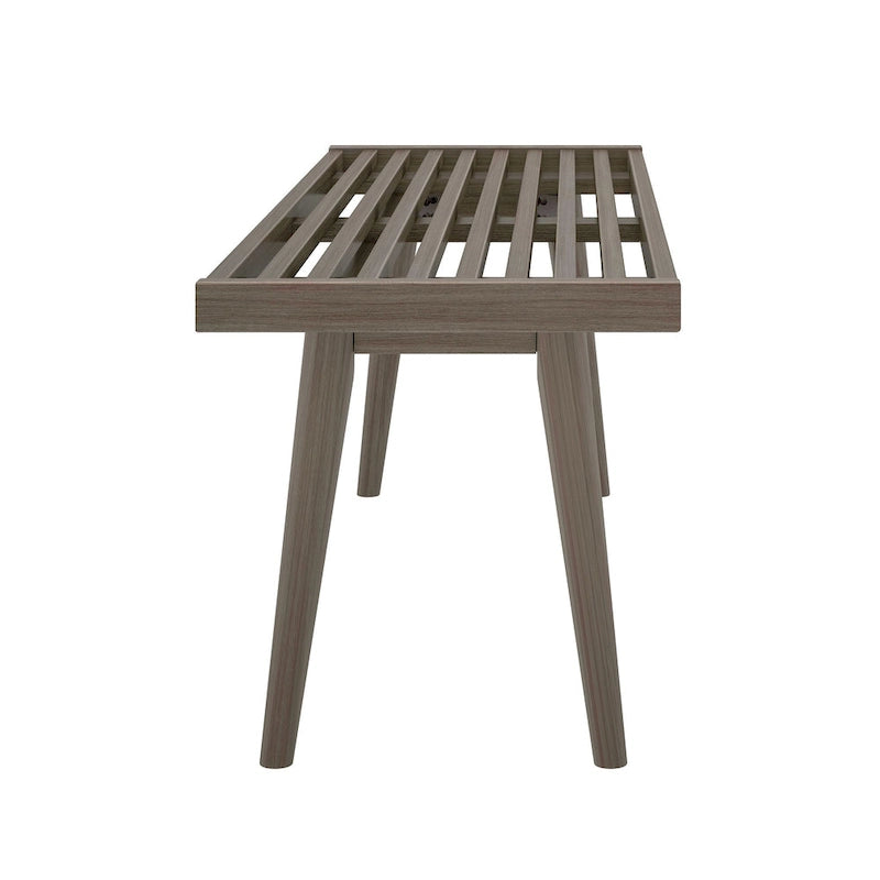 Mid Century Double Wood Entryway Bench - 56.3 L x 16.5 W x 17.5 H