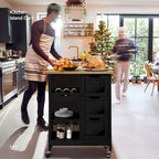 Rolling Kitchen Bar Trolley Serving Cart on Wheels with Wood Top