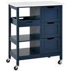 Rolling Kitchen Bar Trolley Serving Cart on Wheels with Wood Top
