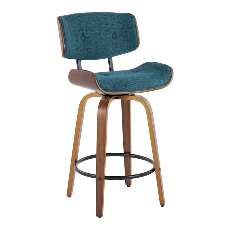 C Leksand 26 Fixed-Height Counter Stool with Bent Wood Legs (Set of 2)