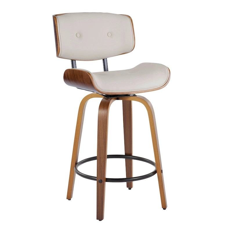 C Leksand 26 Fixed-Height Counter Stool with Bent Wood Legs (Set of 2)