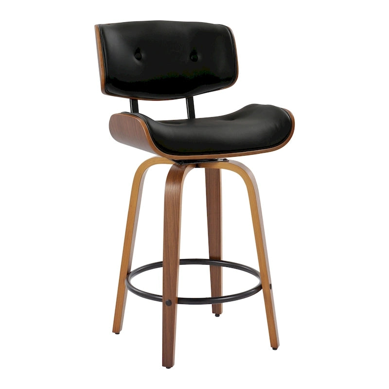 C Leksand 26 Fixed-Height Counter Stool with Bent Wood Legs (Set of 2)