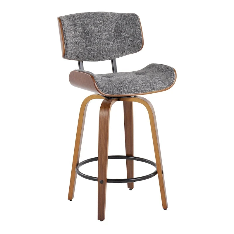 C Leksand 26 Fixed-Height Counter Stool with Bent Wood Legs (Set of 2)