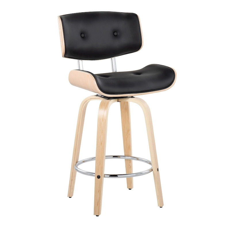 C Leksand 26 Fixed-Height Counter Stool with Bent Wood Legs (Set of 2)