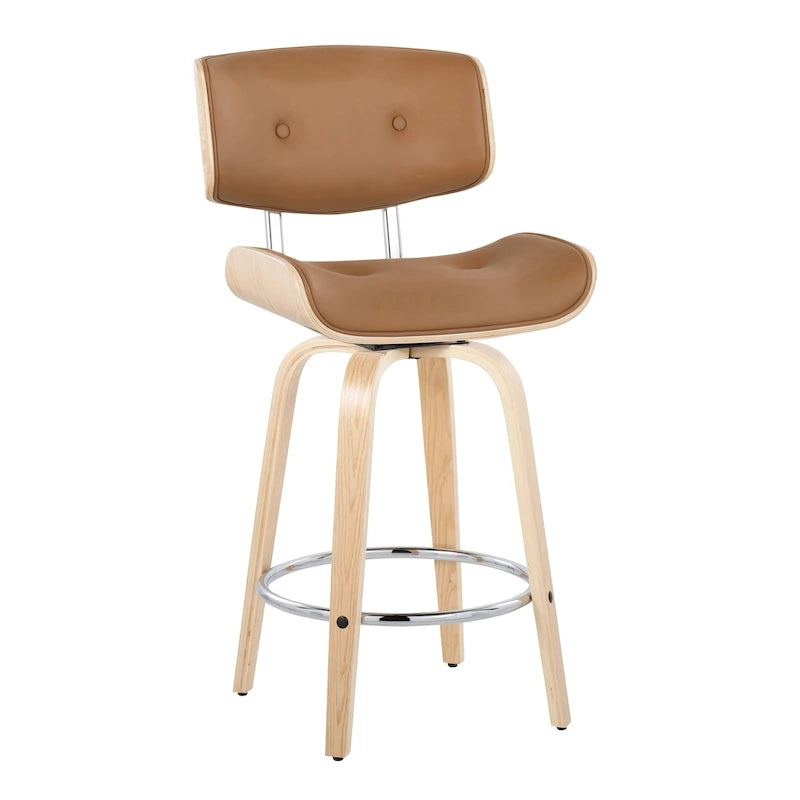 C Leksand 26 Fixed-Height Counter Stool with Bent Wood Legs (Set of 2)