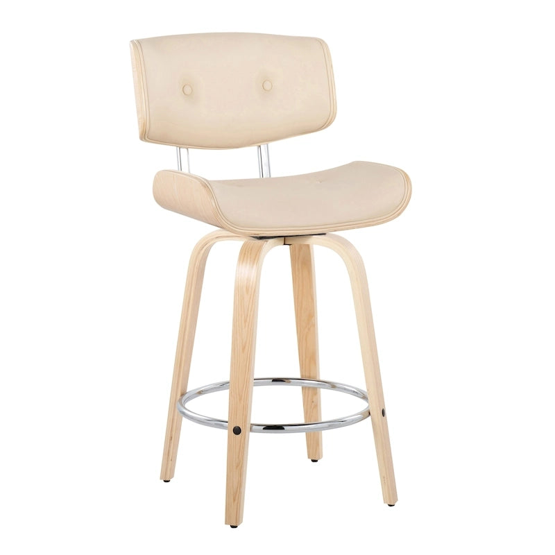 C Leksand 26 Fixed-Height Counter Stool with Bent Wood Legs (Set of 2)