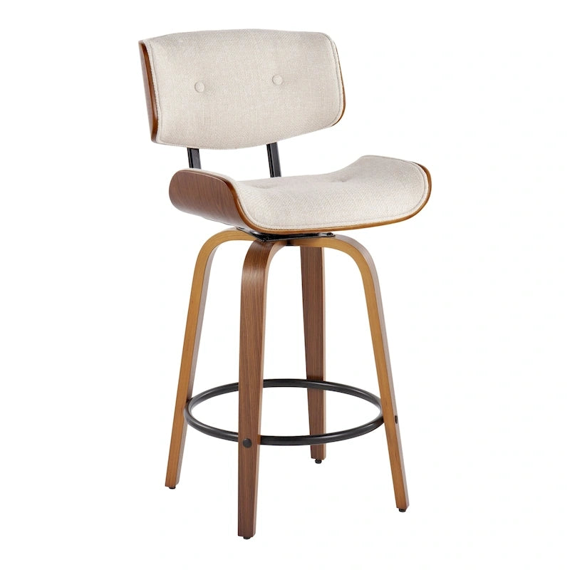 C Leksand 26 Fixed-Height Counter Stool with Bent Wood Legs (Set of 2)