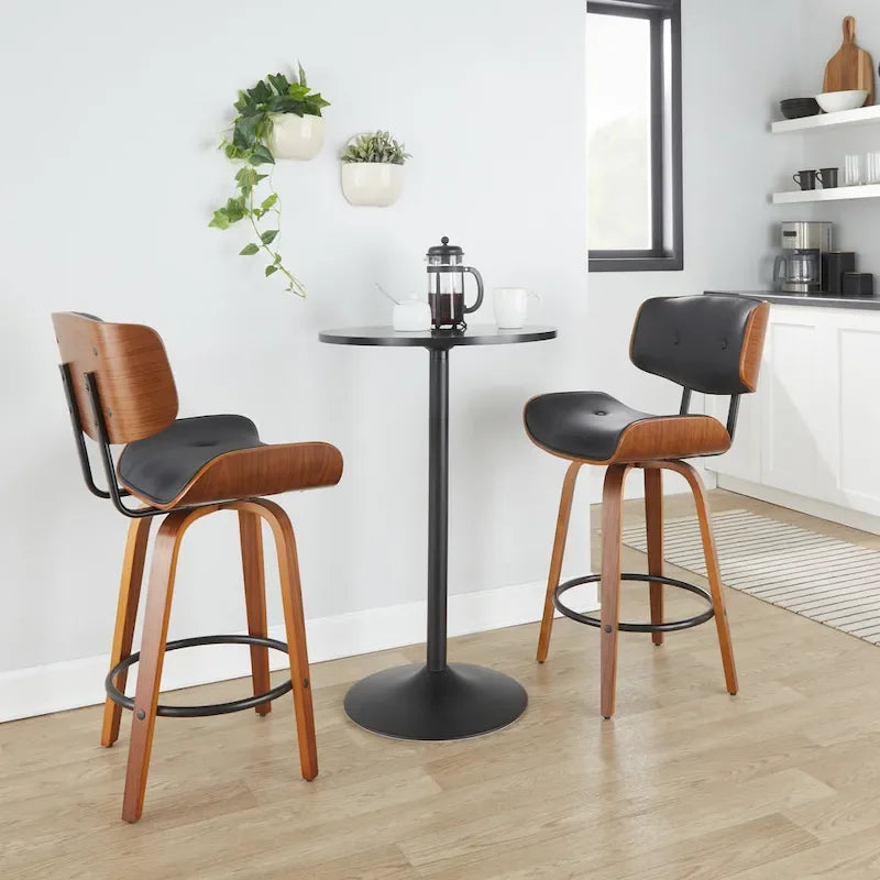 C Leksand 26 Fixed-Height Counter Stool with Bent Wood Legs (Set of 2)