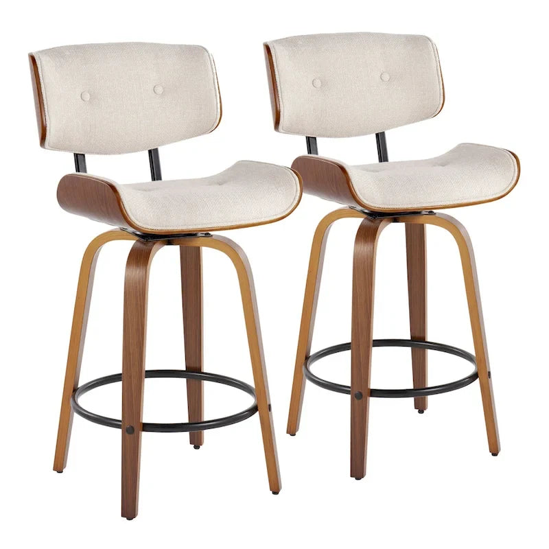 C Leksand 26 Fixed-Height Counter Stool with Bent Wood Legs (Set of 2)