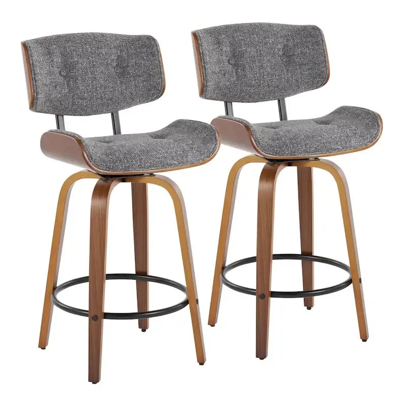 C Leksand 26 Fixed-Height Counter Stool with Bent Wood Legs (Set of 2)