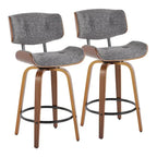 C Leksand 26 Fixed-Height Counter Stool with Bent Wood Legs (Set of 2)