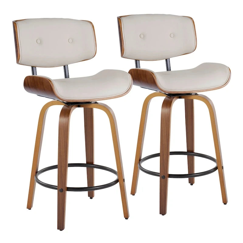 C Leksand 26 Fixed-Height Counter Stool with Bent Wood Legs (Set of 2)
