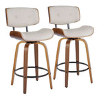 C Leksand 26 Fixed-Height Counter Stool with Bent Wood Legs (Set of 2)