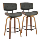 C Leksand 26 Fixed-Height Counter Stool with Bent Wood Legs (Set of 2)